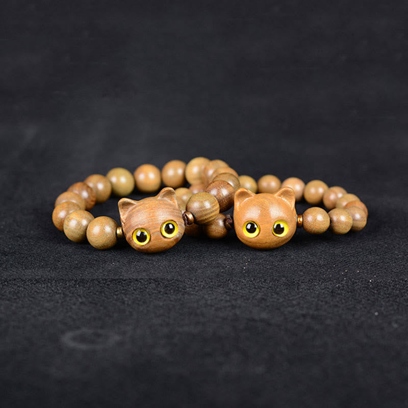 Braccialetto di equilibrio con gatto adorabile , Buddha Stones, legno di ebano, sandalo verde, sandalo rosso - image 7