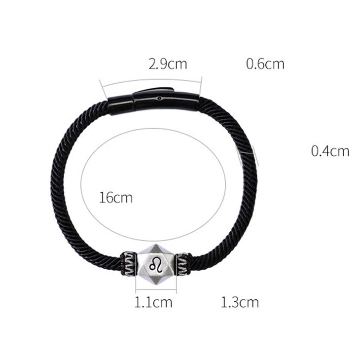 Braccialetto di corda fatto a mano con protezione delle 12 costellazioni dello zodiaco in argento sterling 999 Buddha Stones