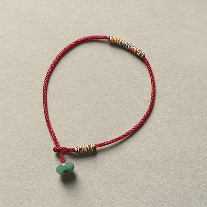 Braccialetto di corda intrecciata con protezione dalla fortuna in avventurina verde tibetana fatta a mano Buddha Stones