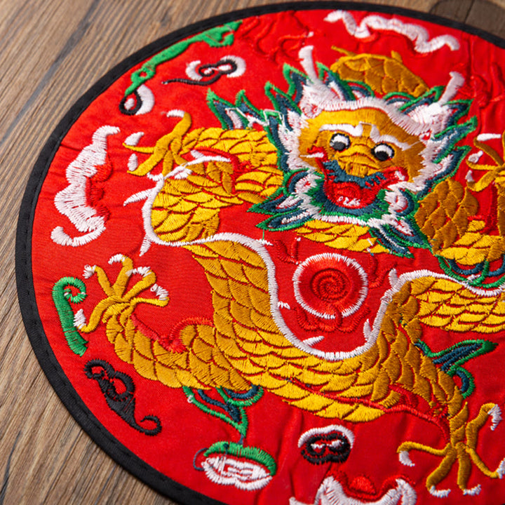 Buddha Stones Dragon Ricamo Sottobicchiere Tazza Sottobicchiere Tazza da Tè Kung Fu Tappetino da Tè
