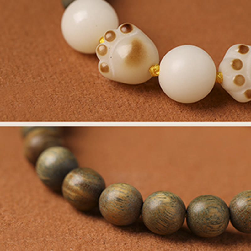 Braccialetto di cura per artigli di zampa di gatto con semi di Bodhi di sandalo verde naturale Buddha Stones - image 8