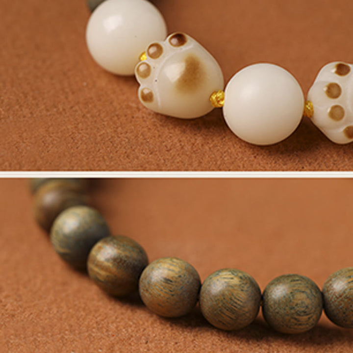 Braccialetto di cura per artigli di zampa di gatto con semi di Bodhi di sandalo verde naturale Buddha Stones - image 8