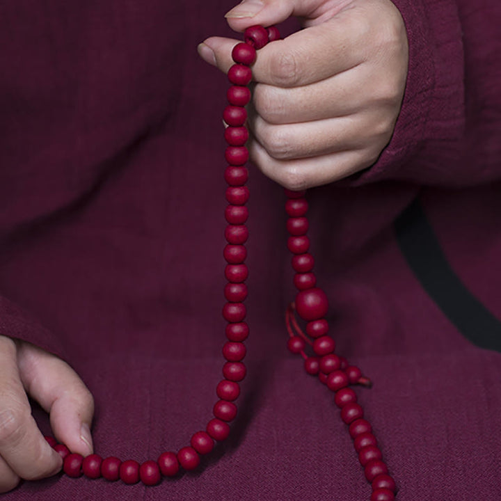 Buddha Stones 108 Mala Beads Natural Abelia Biflora Braccialetto di protezione in legno
