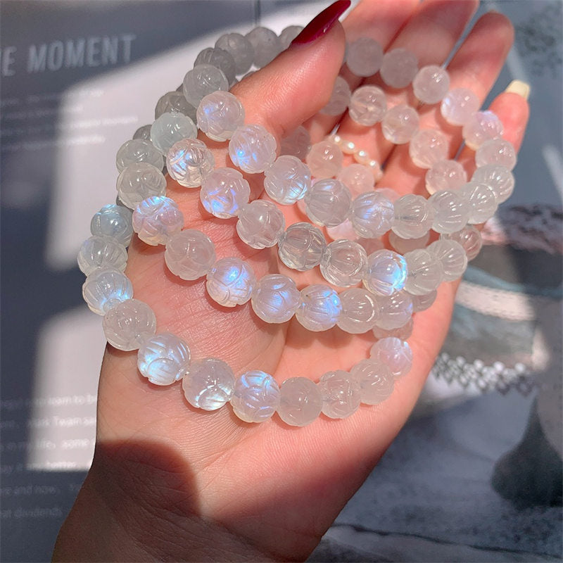 Bracciale Buddha Stones Natural Moonstone Lotus Love