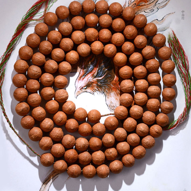 Buddha Stones 108 Mala Beads Nepal Bodhi Seed Fortuna Ricchezza Braccialetto con Nappa - image 2