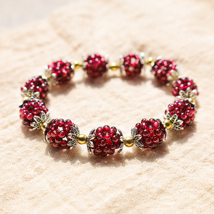 Braccialetto curativo in granato naturale Buddha Stones