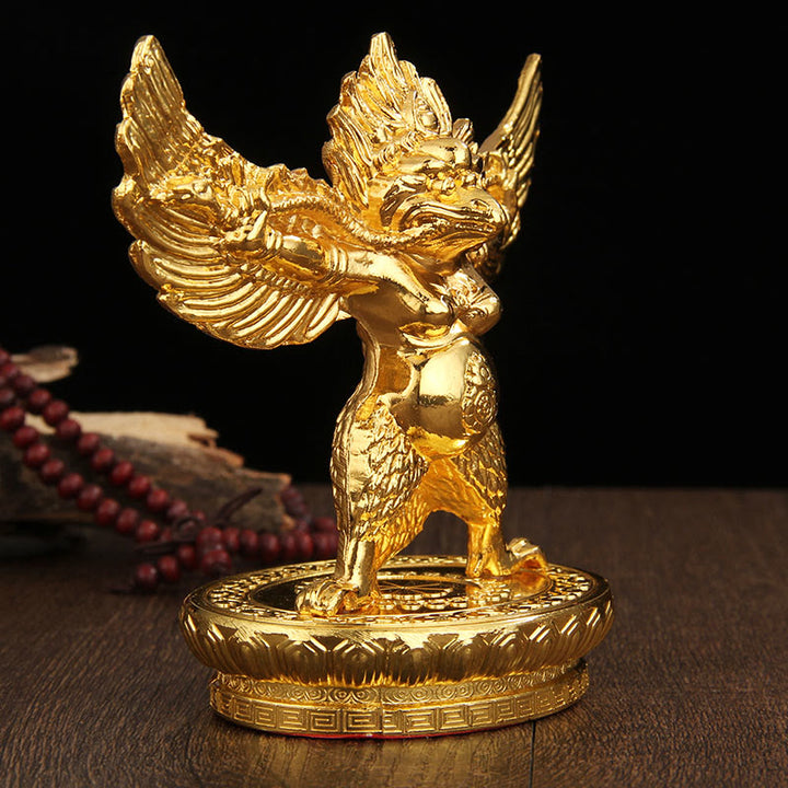 Decorazione per la casa in lega di protezione per uccelli Garuda in oro tibetano - image 4