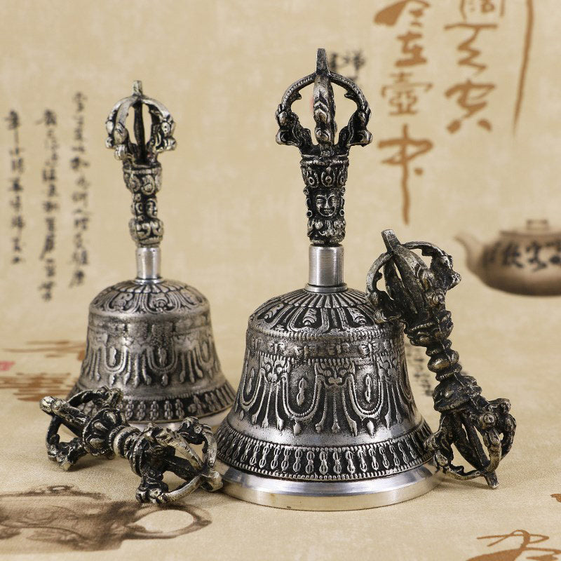 Set di campane per meditazione tibetane Buddha Stones e decorazioni in rame Vajra Dorje