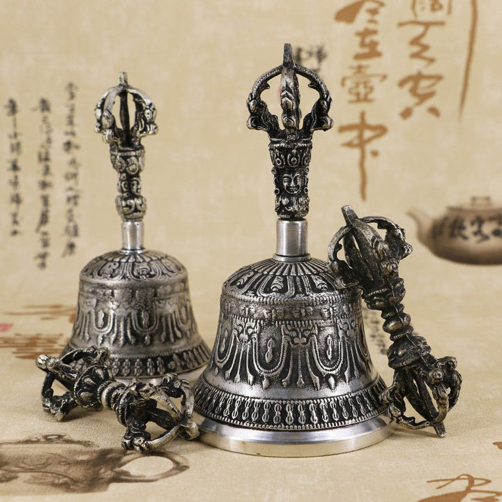 Set di campane per meditazione tibetane Buddha Stones e decorazioni in rame Vajra Dorje