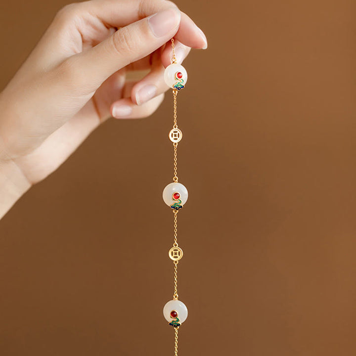 Braccialetto della fortuna con motivo di giada con nuvole di buon auspicio Buddha Stones