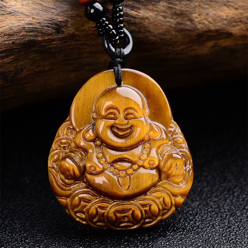 Collana di benedizione del Buddha che ride con occhio di tigre Buddha Stones del Buddha