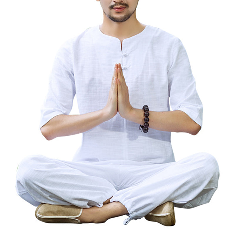Buddha Stones Meditazione Preghiera Spirituale Zen Pratica Uniforme Abbigliamento Uomo Set - image 2