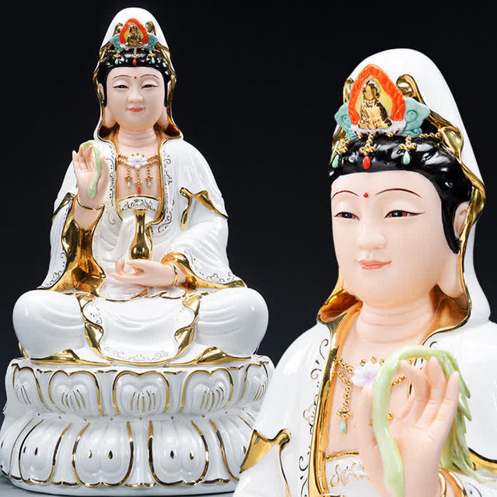 Statua in ceramica del successo del Bodhisattva Chenrezig Avalokitesvara Decorazione per la casa - image 0