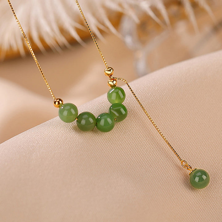Collana con ciondolo curativo in argento sterling 925 con perle di giada ciano e Buddha Stones