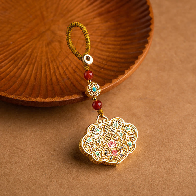 Portachiavi con ciondolo a forma di lucchetto con Buddha Stones, carattere Fu, fortuna e benedizione