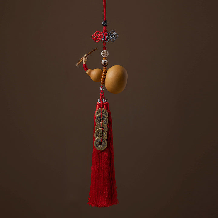 Buddha Stones Monete Feng Shui Zucca Nodo cinese Monete fortunate Cinque imperatori Denaro Ricchezza Nappe Decorazione
