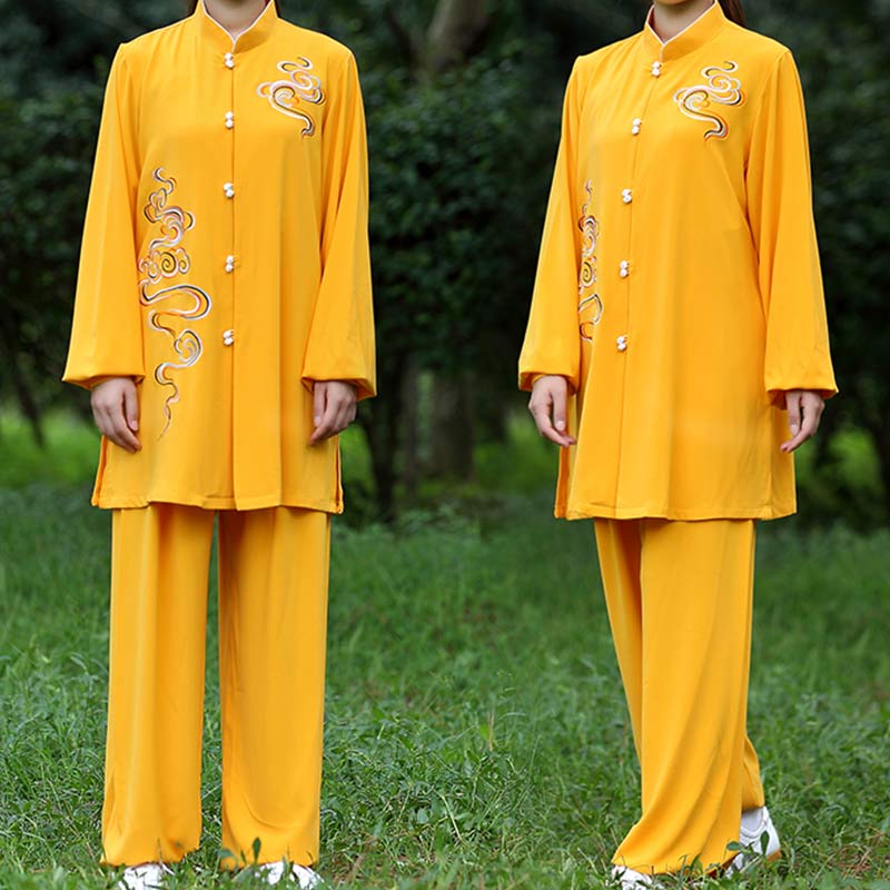 Buddha Stones Nuvole di buon auspicio Ricamo Meditazione Preghiera Spirituale Zen Tai Chi Qigong Pratica Set di abbigliamento unisex