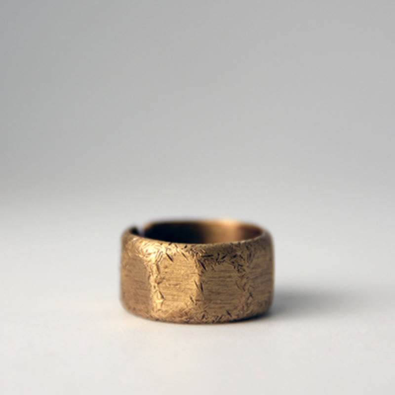 Anello di ricchezza tibetano in ottone e rame satinato dal design semplice - image 17