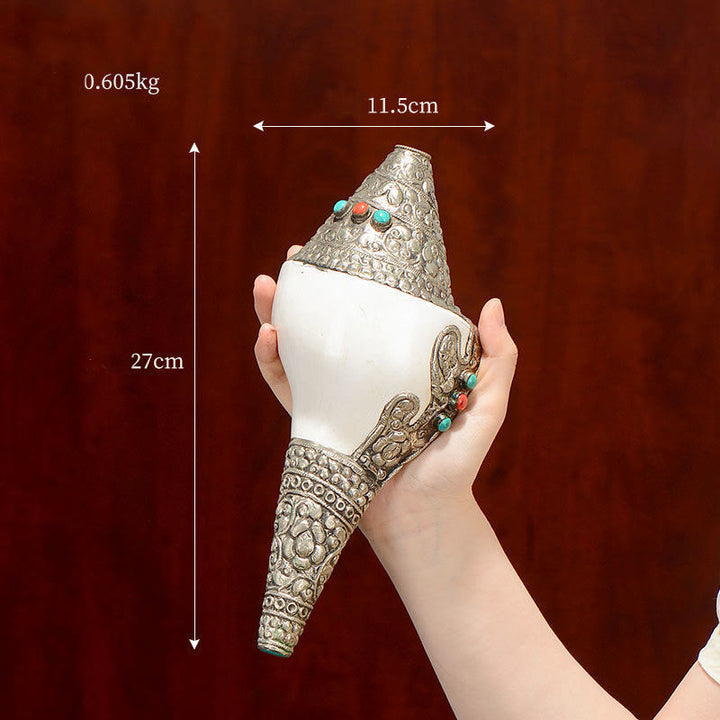 Conchiglia naturale tibetana Shankha conchiglia conchiglia ricchezza fortuna decorazione della casa - Shankh grande 27*11,5 cm - image 4