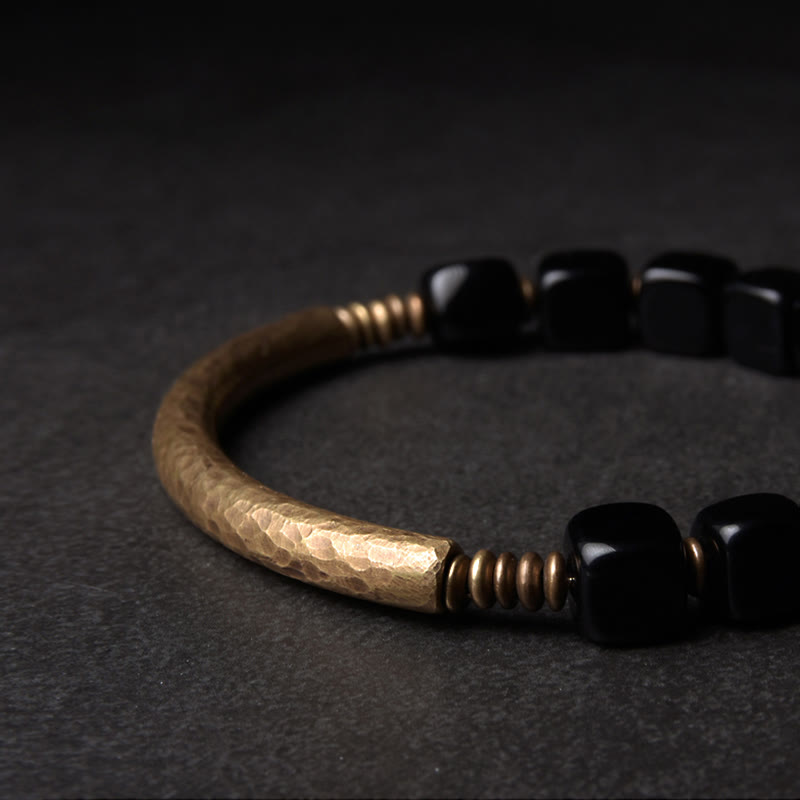 Braccialetto di coppia Buddha Stones Black Obsidian Crystal Copper Strength - image 6