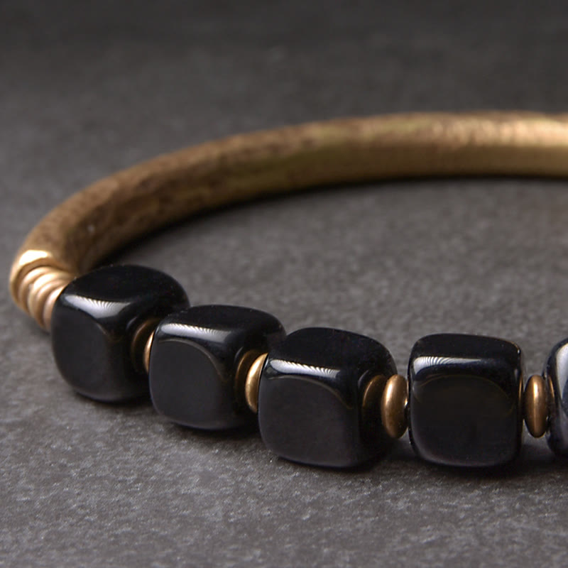Braccialetto di coppia Buddha Stones Black Obsidian Crystal Copper Strength - image 3