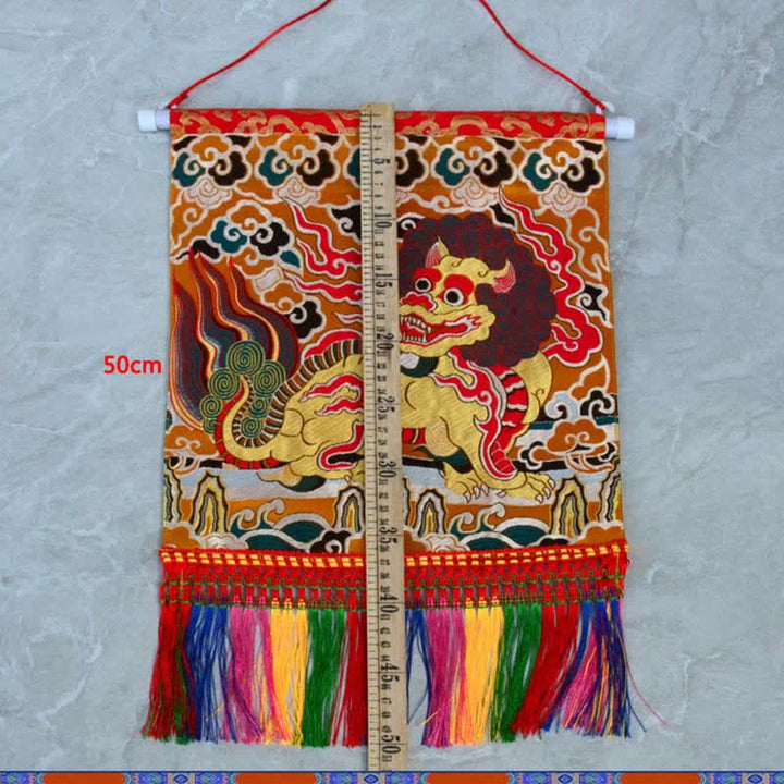 Arte murale con nappa colorata spirituale Kirin Feng Shui