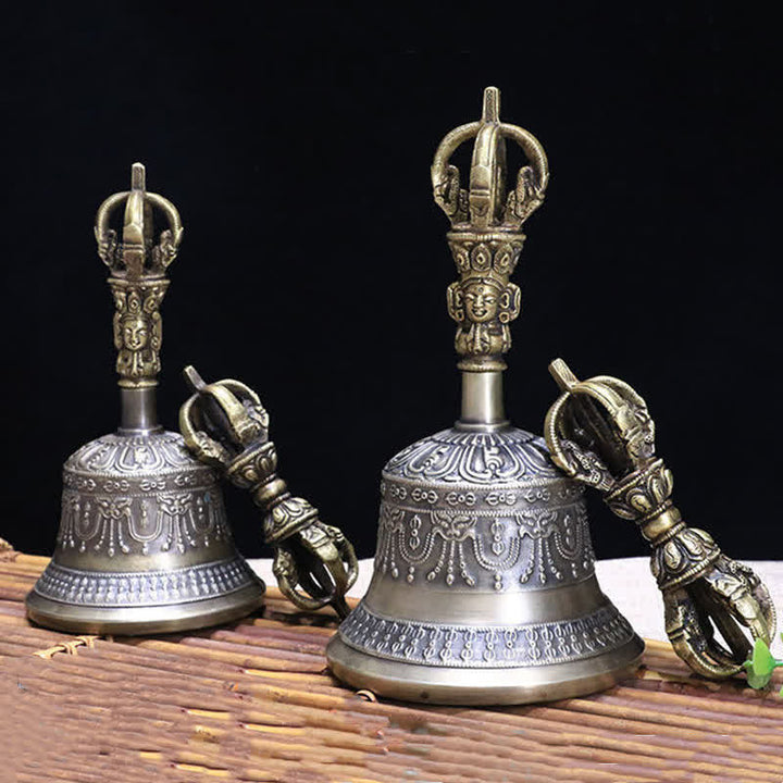 Buddha Stones Campana tibetana per meditazione e Vajra Dorje in rame, set di decorazioni per l'illuminazione