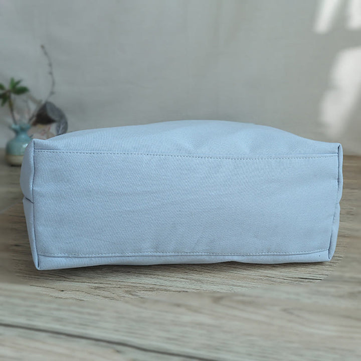 Borsa a tracolla grande capacità in tela con ricamo in bambù, prugna, fiore di pera, pesco - image 12