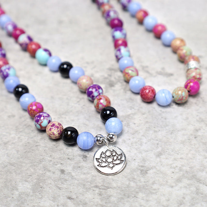 Buddha Stones naturali viola Miano vera pietra di loto Mala - image 3
