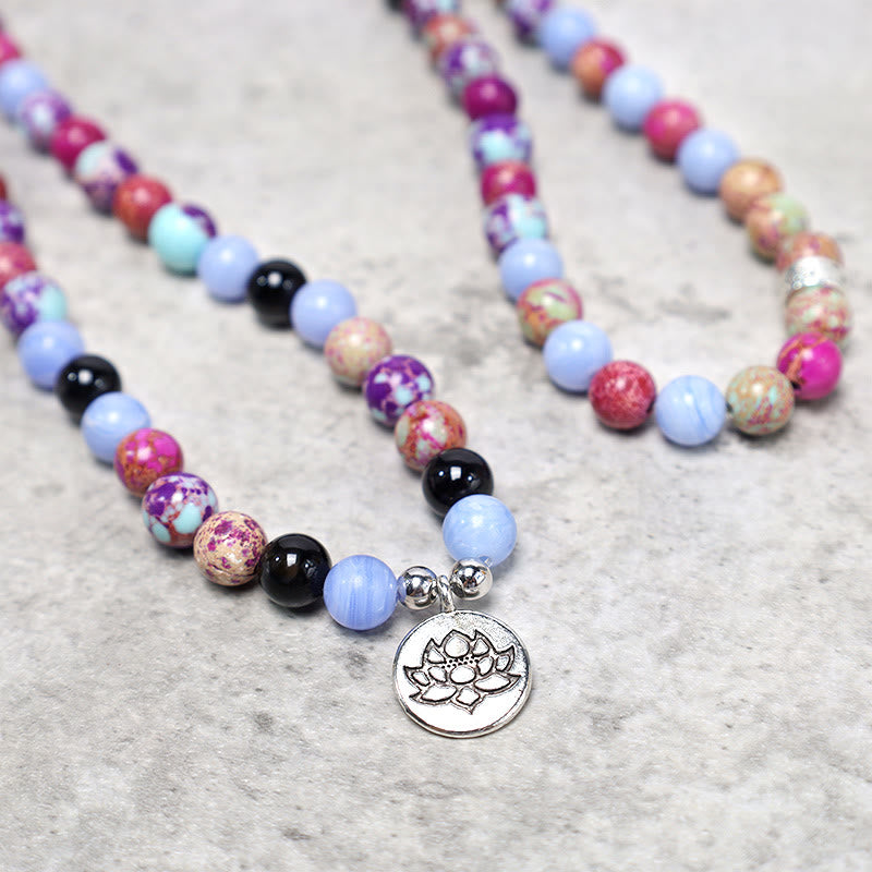 Buddha Stones naturali viola Miano vera pietra di loto Mala