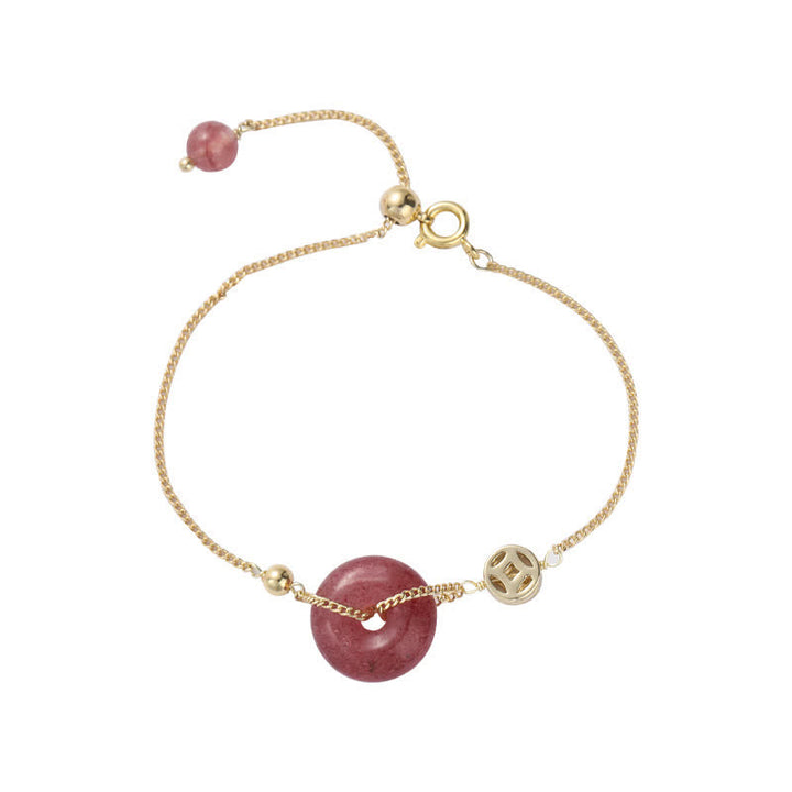 Bracciale Buddha Stones Strawberry Quartz Peace Buckle Coin Love