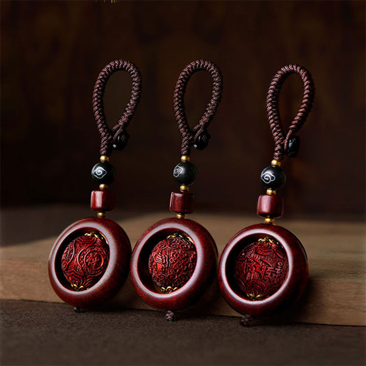 Buddha Stones Tibetano Piccola Foglia Sandalo Rosso Ebano Fortuna Protezione Rotazione Decorazione