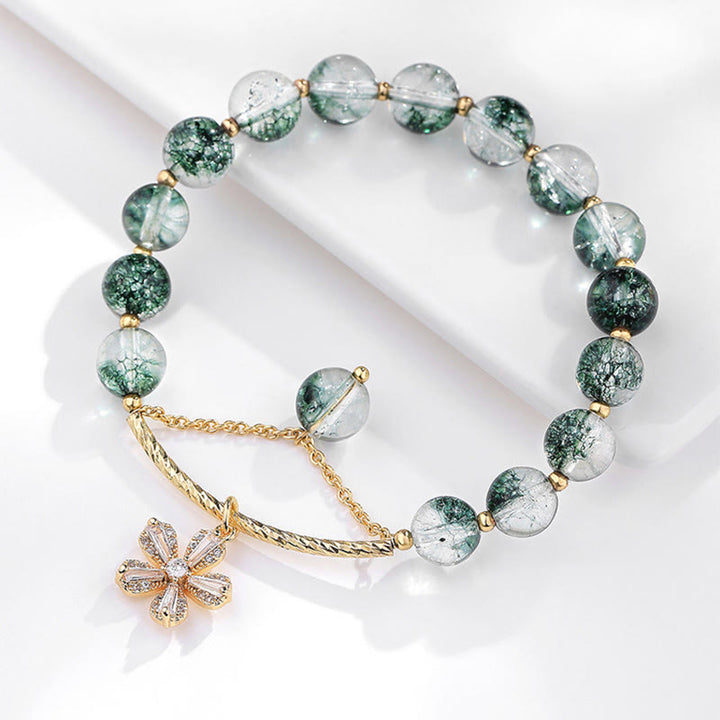 Braccialetto con ciondolo Buddha Stones Green Phantom Crystal Confidence