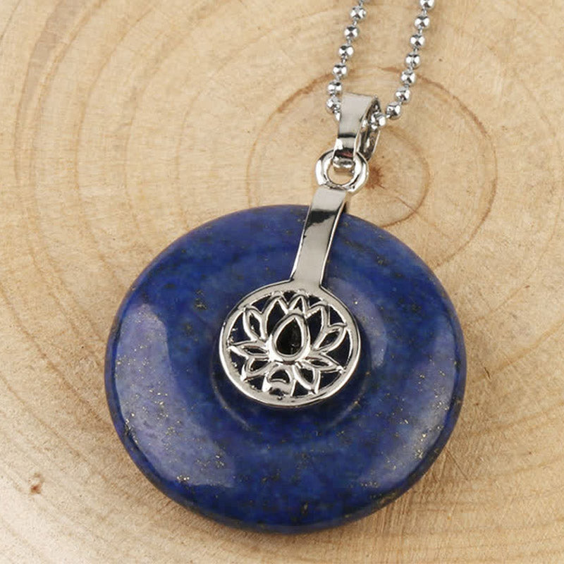Buddha Stones Vari cristalli Ametista Cristallo rosa Loto Collana pendente curativa - Lazurite - image 15