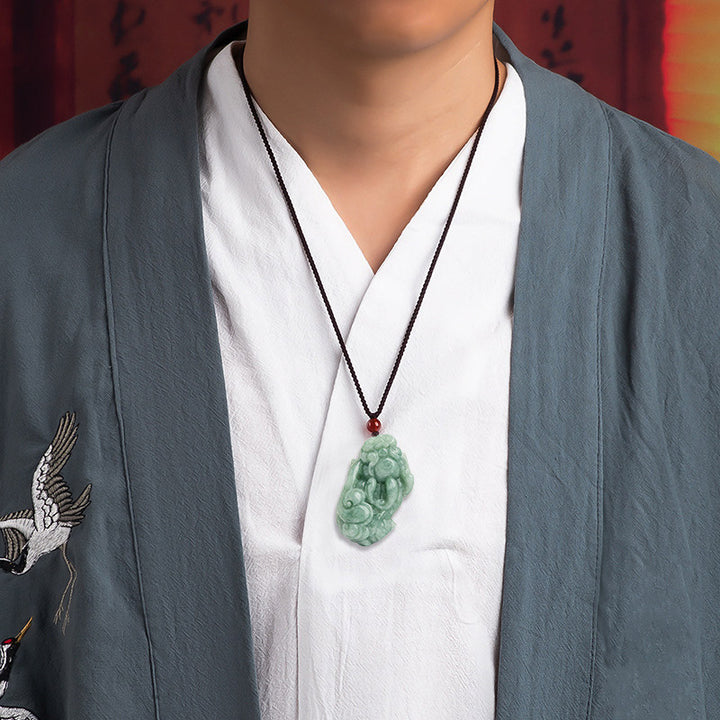 Collana con ciondolo in corda di giada PiXiu con Buddha Stones e fortuna - image 3