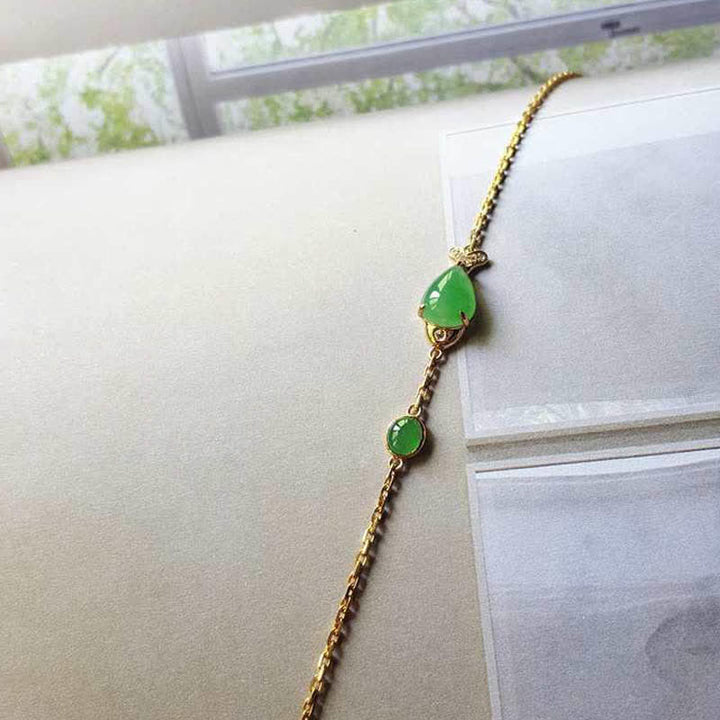 Braccialetto di forza e coraggio con pesce koi calcedonio verde