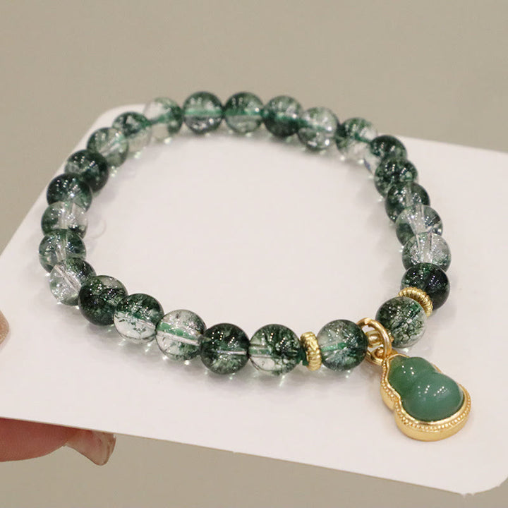 Braccialetto con ciondolo Buddha Stones naturale verde fantasma della fiducia in zucca