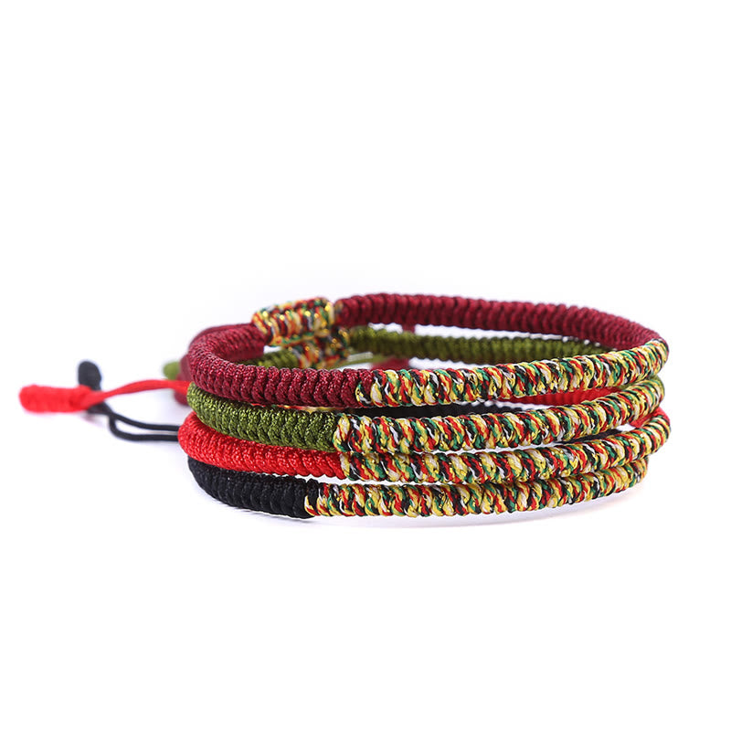Bracciale intrecciato con nodo King Kong multicolore fatto a mano in pietra Buddha Stones tibetano, fortuna e forza