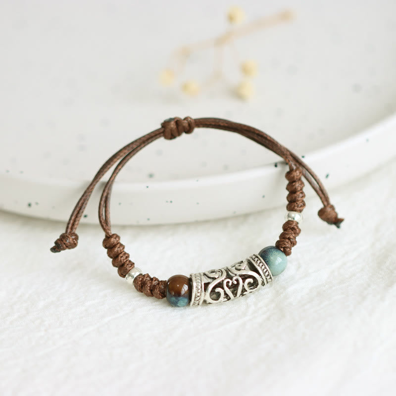 Braccialetto di perline di ceramica tibetana Wealth String