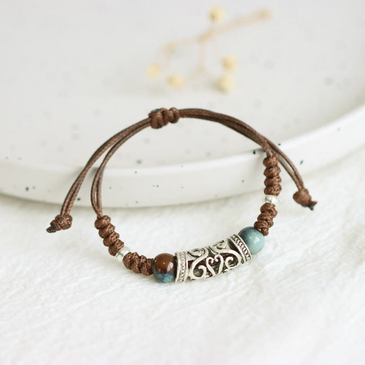 Braccialetto di perline di ceramica tibetana Wealth String
