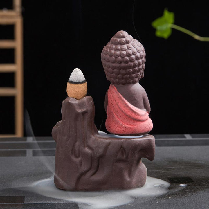 Buddha Stones Backflow Fumo Fontana Ceramica Benedizione Bruciatore Incenso Decorazione