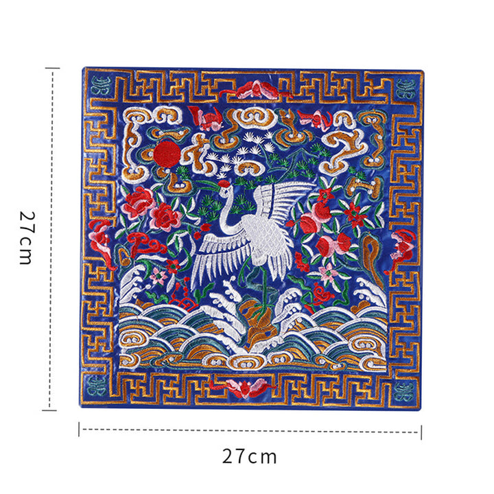Buddha Stones Gru Fenice Drago Kirin Ricamato Tazza Sottobicchiere Tazza da Tè Quadrato Kung Fu Tappetino da Tè