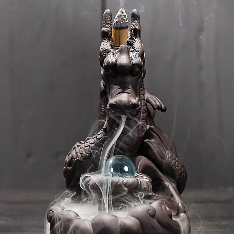 Buddha Stones Decorazione bruciatore di incenso protezione drago tibetano