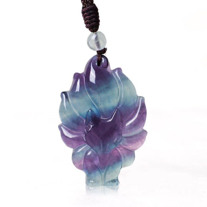 Buddha Stones con ciondolo di protezione in ossidiana con fluorite naturale e lucentezza dorata - Fluorite Volpe a nove code - image 0