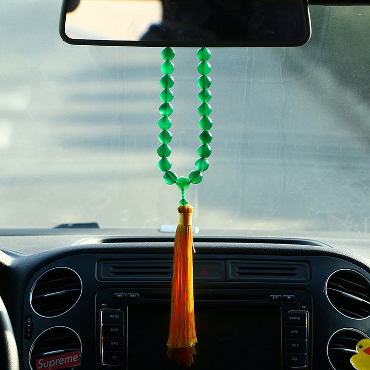 Buddha Stones Agata verde naturale Mala da polso Nappe di potenza Mala tascabile Decorazione per auto