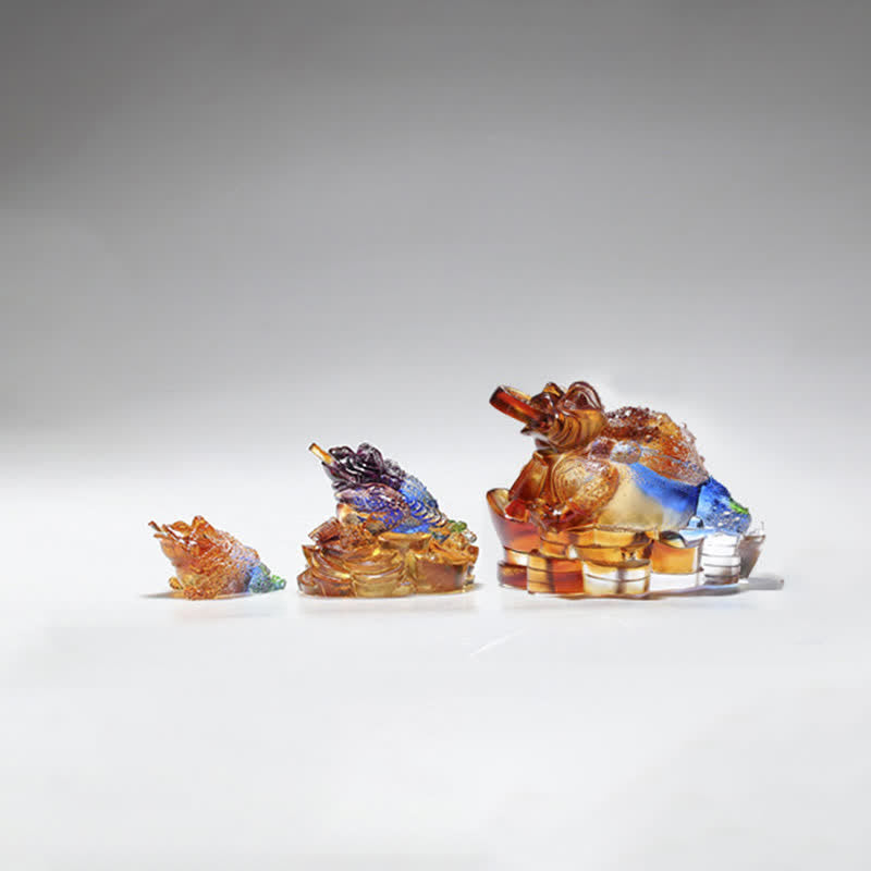 Rana Feng Shui fatta a mano in cristallo Liuli, pezzo d'arte, ricchezza, decorazione per la casa e l'ufficio