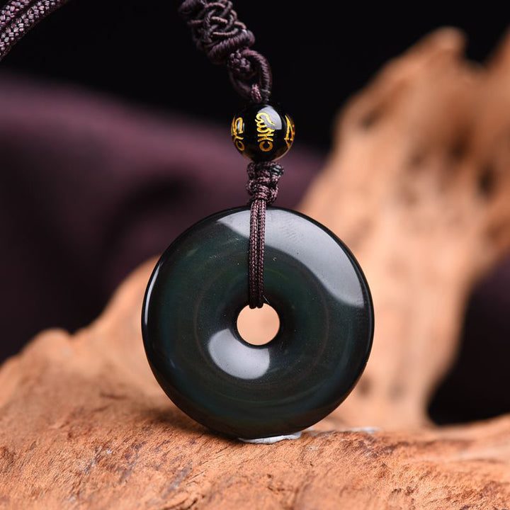 Collana di protezione in ossidiana tibetana Buddha Stones