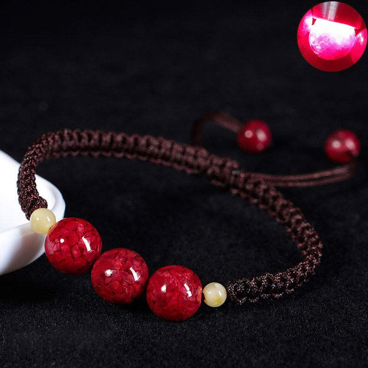 Braccialetto rosso con corda e cinabro per bambini, con Buddha Stones