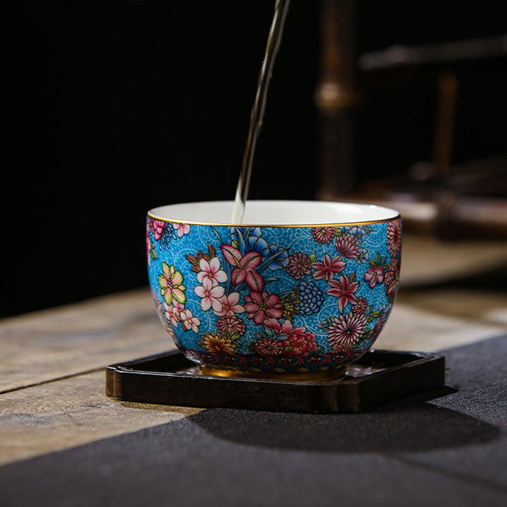 Buddha Stones Jingdezhen Porcellana Smaltata Decorazione Fiori Colorati Tazza da Tè in Ceramica Tazze da Tè Kung Fu