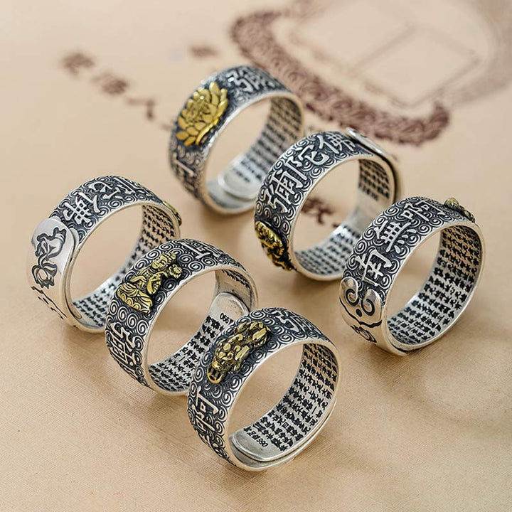 Buddha Stones Zodiaco cinese Buddha natale Ricchezza Fortuna Anello regolabile